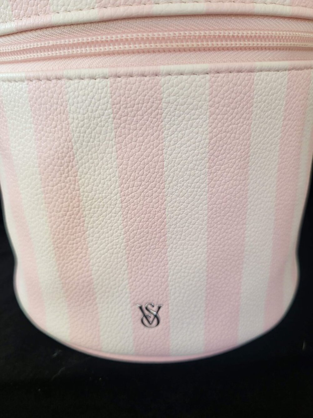 Victoria's Secret VS Faux Leather Heritage Striped Cosmetic Jewelry Case Duo NWT